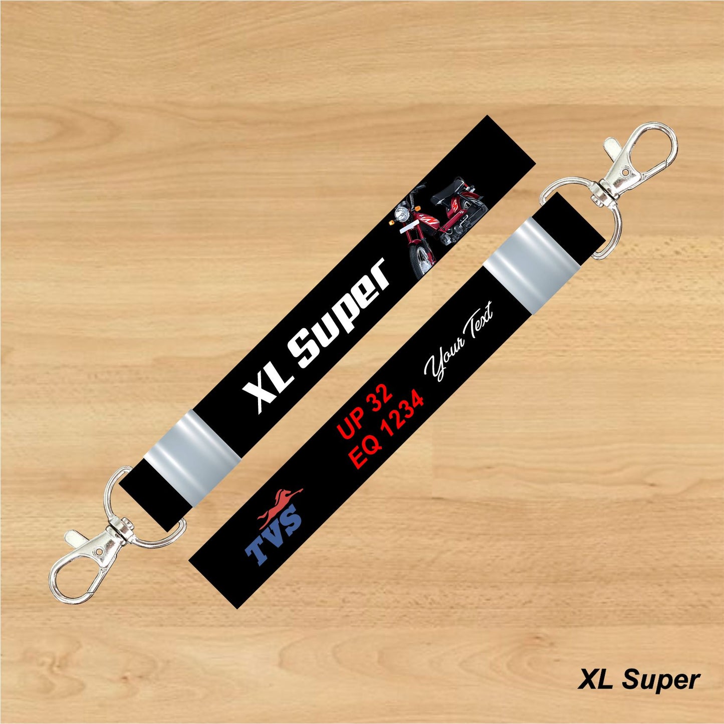 XL Super - Personalized TVS Keychain - Wood, Acrylic, Metal Printed