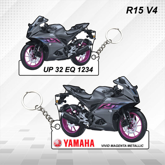 R15 V4 - Personalized Yamaha Keychain - Wood, Acrylic, Metal Printed