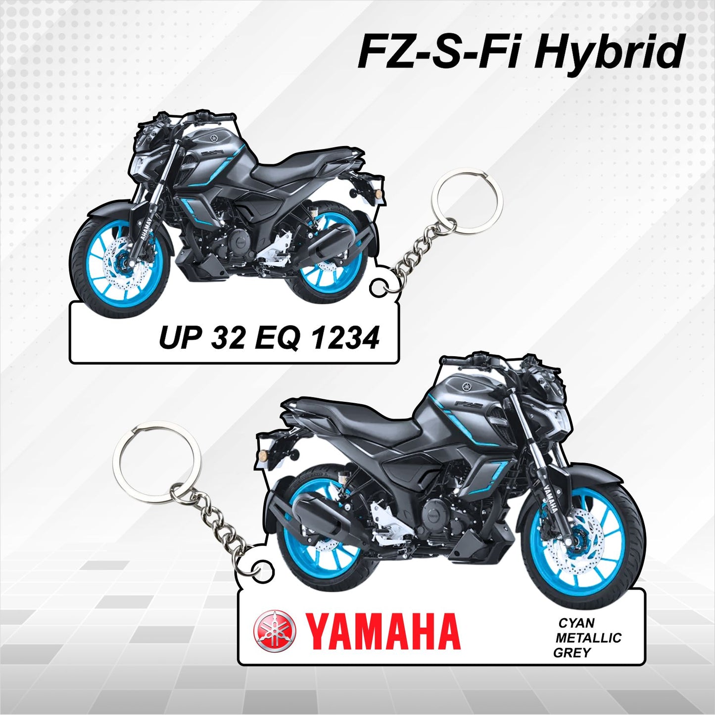 FZ-S Fi Hybrid - Personalized Yamaha Keychain  - Wood, Acrylic, Metal Printed
