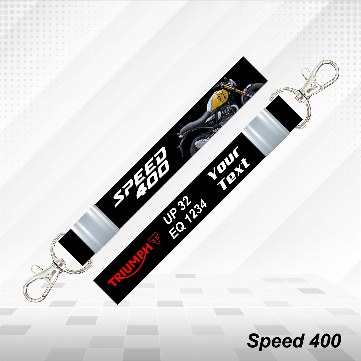 Speed 400 - Personalized Triumph Keychain - Wood, Acrylic, Metal Printed, Lanyard