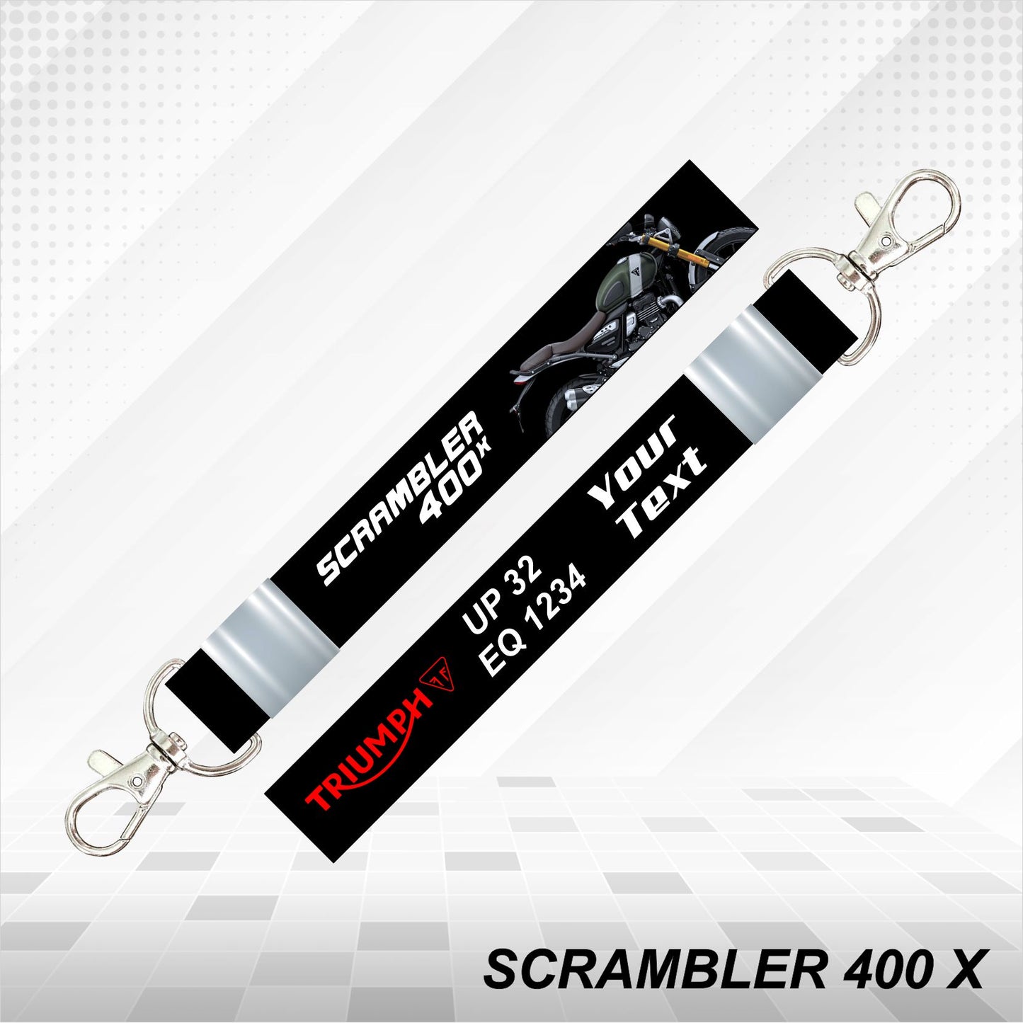 SCRAMBLER 400 X - Personalized Triumph Keychain - Wood, Acrylic, Metal Printed, Lanyard
