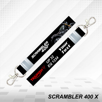 SCRAMBLER 400 X - Personalized Triumph Keychain - Wood, Acrylic, Metal Printed, Lanyard