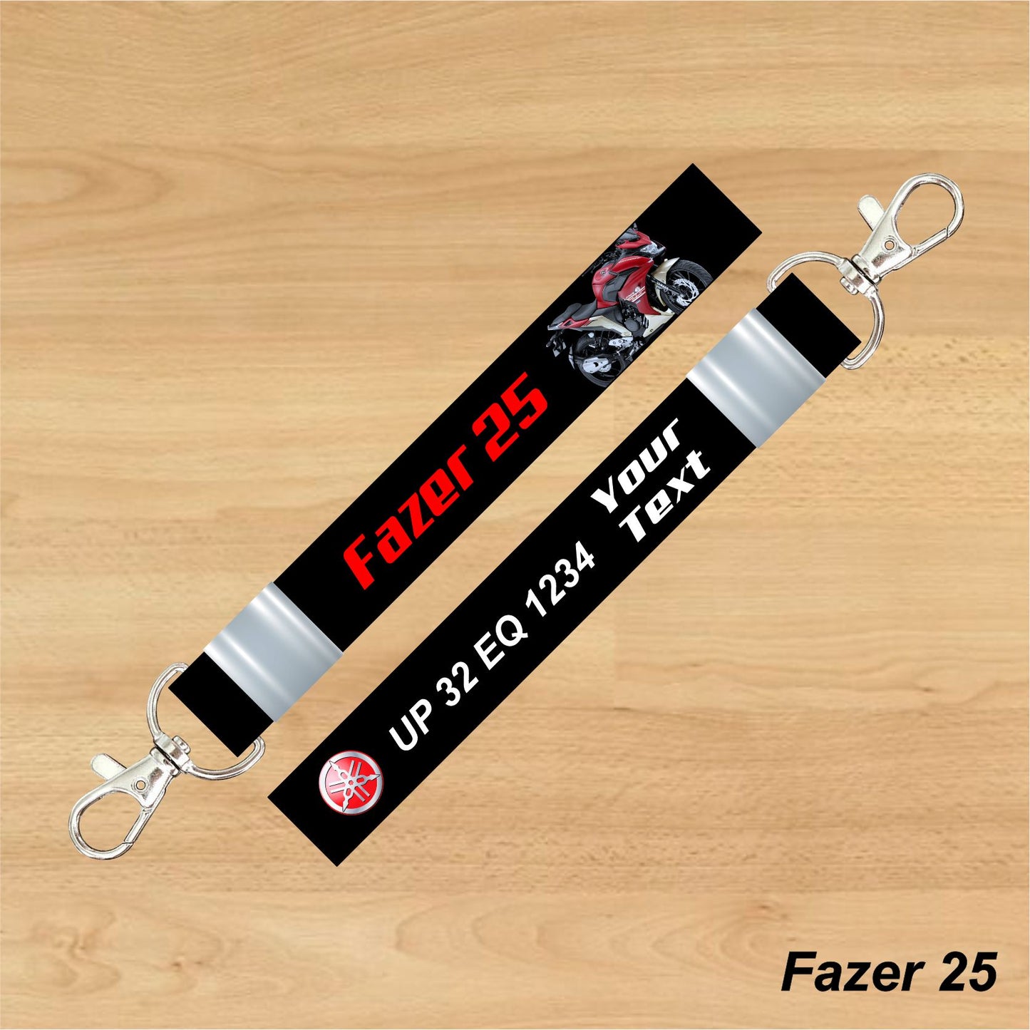 Fazer 25 - Personalized Yamaha Keychain - Wood, Acrylic, Metal Printed