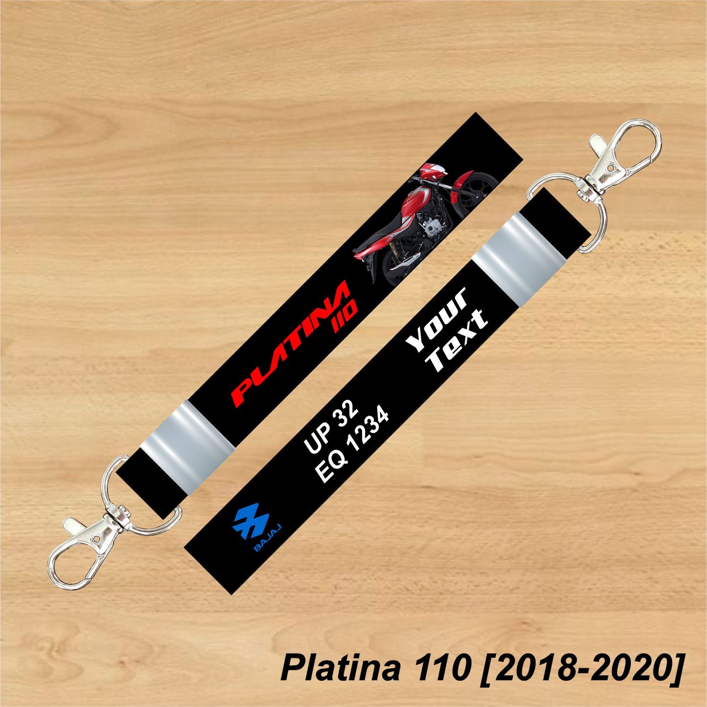 Platina 110 [2018-2020] - Personalized Bajaj Keychain - Wood, Acrylic, Metal Printed