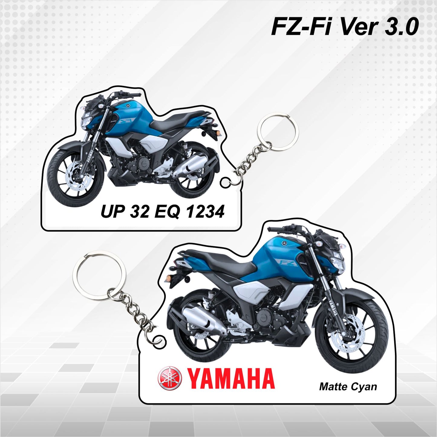 FZ-Fi Version 3.0 - Personalized Yamaha Keychain  - Wood, Acrylic, Metal Printed