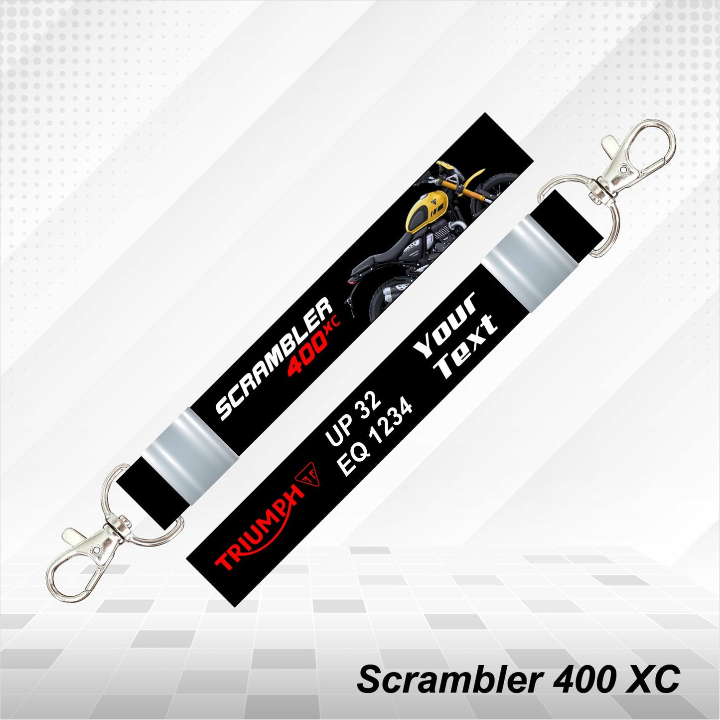 Scrambler 400 XC - Personalized Triumph Keychain - Wood, Acrylic, Metal Printed, Lanyard