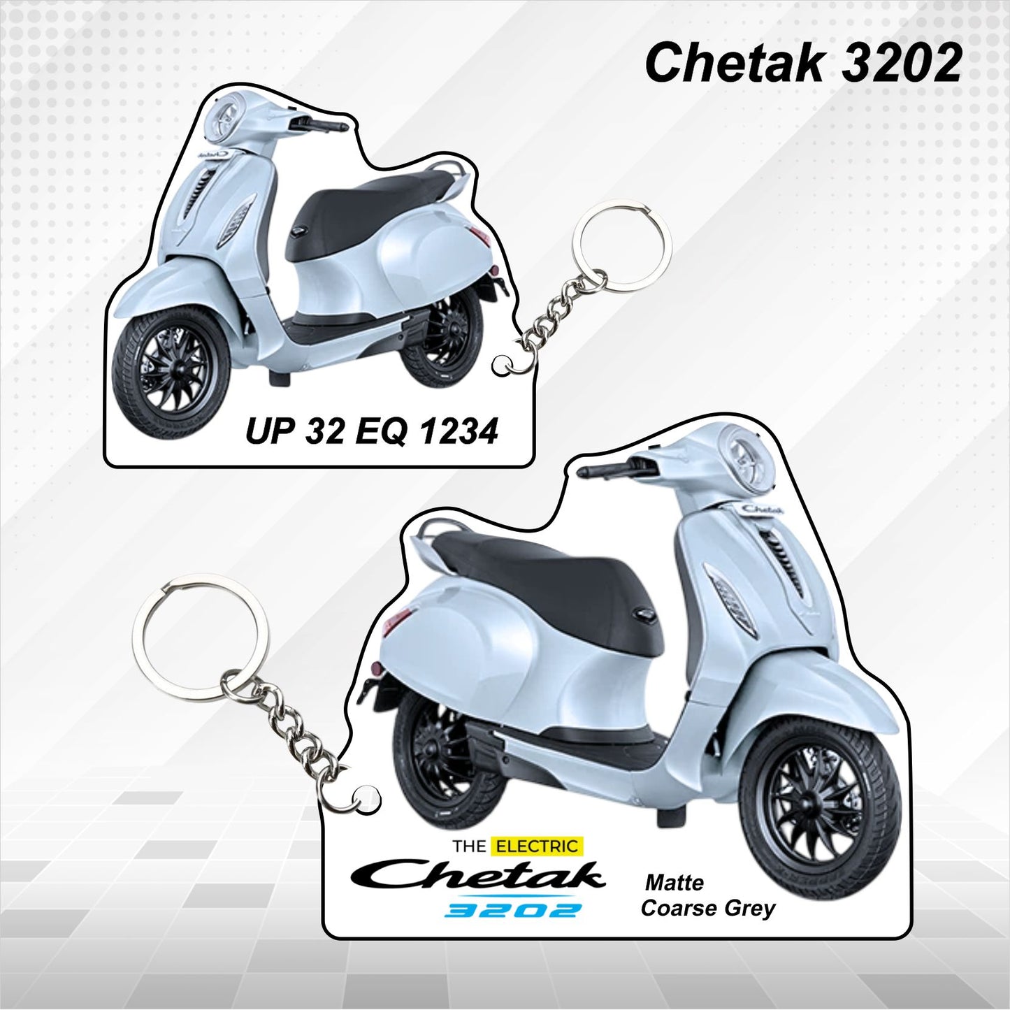 CHETAK 3202 - Personalized Bajaj Scooter Keychain - Wood, Acrylic, Metal Printed