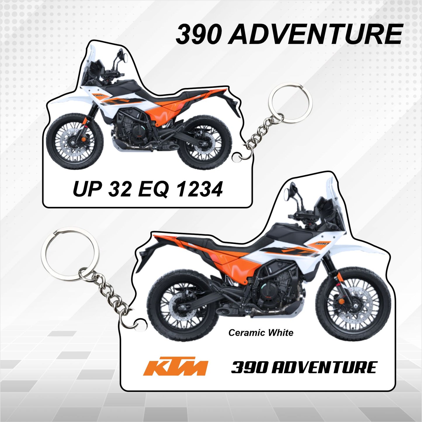 KTM 390 ADVENTURE - Personalized KTM Keychain - Wood, Acrylic, Metal Printed