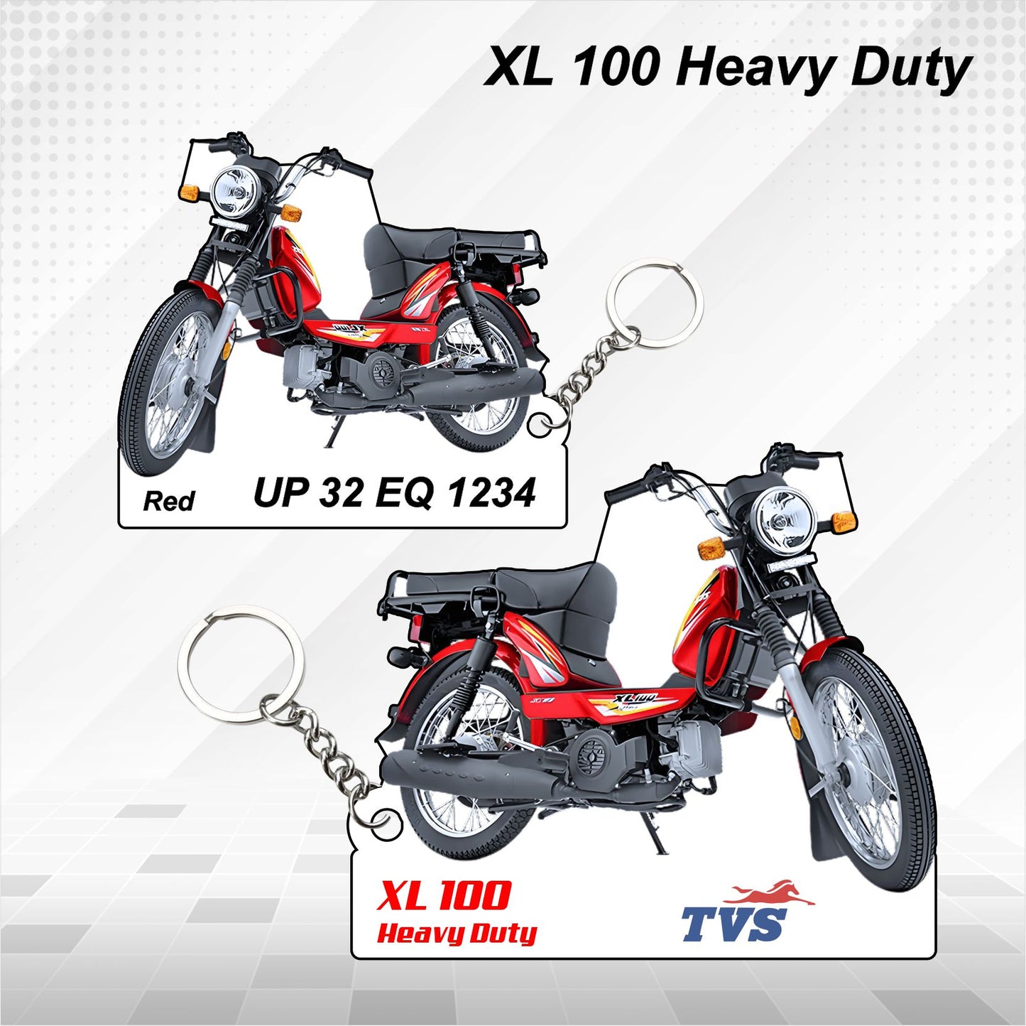 XL 100 Heavy Duty - Personalized TVS Keychain - Wood, Acrylic, Metal Printed