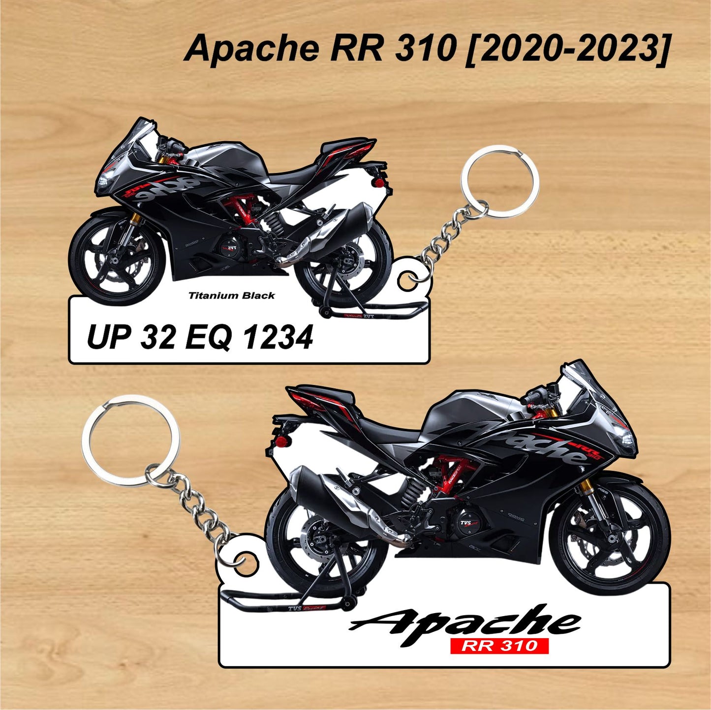 Apache RR 310 [2020-2023] - Personalized TVS Keychain - Wood, Acrylic, Metal Printed