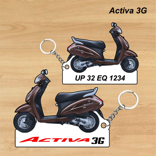 Activa 3G - Personalized Honda Keychain - Wood, Acrylic, Metal Printed