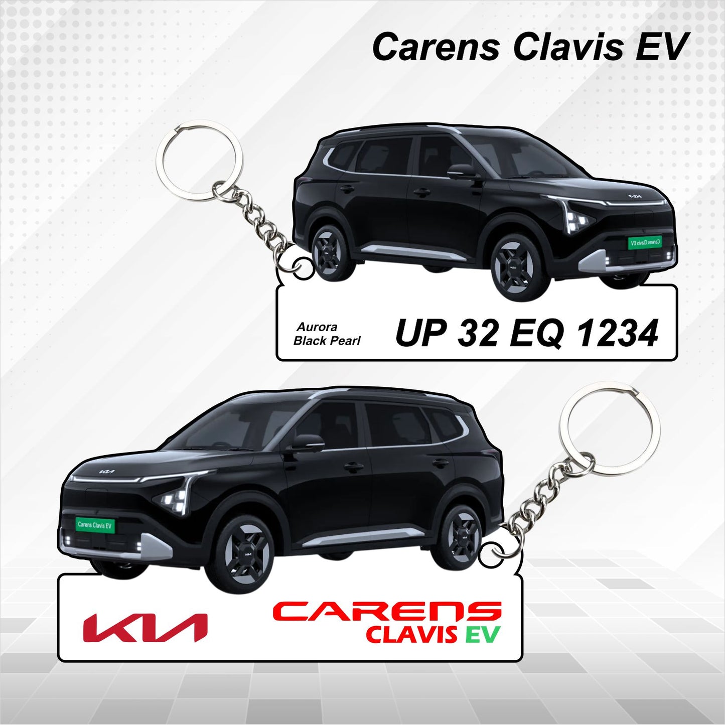 Carens Clavis EV - Personalized Kia Car Keychain - Wood, Acrylic, Metal Printed