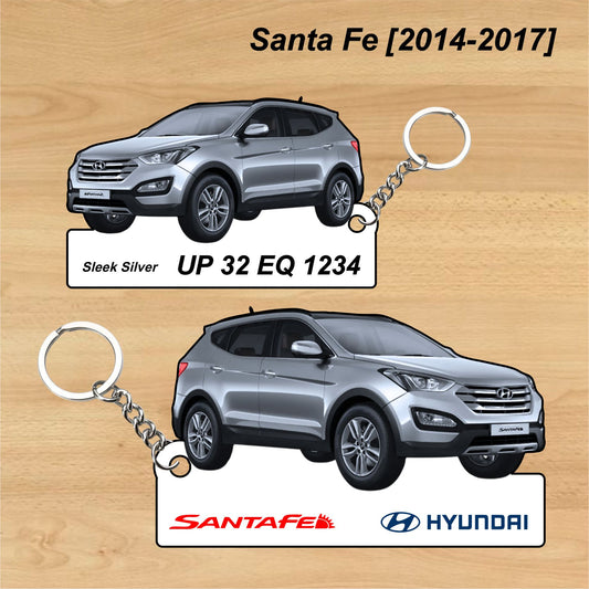 Santa Fe [2014-2017] - Personalized Hyundai Car Keychain - Wood, Acrylic, Metal Printed