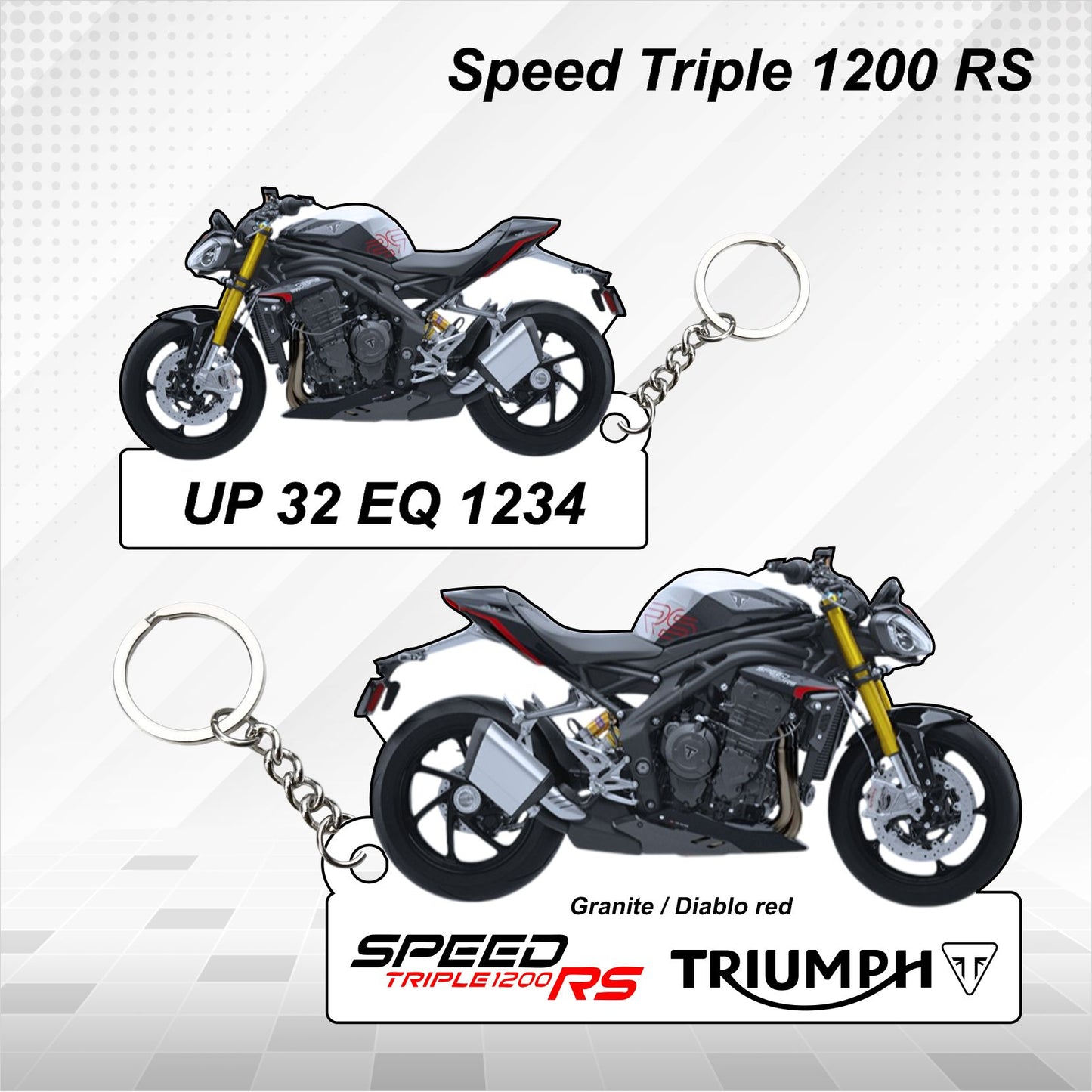 Speed Triple 1200 RS - Personalized Triumph Keychain - Wood, Acrylic, Metal Printed, Lanyard