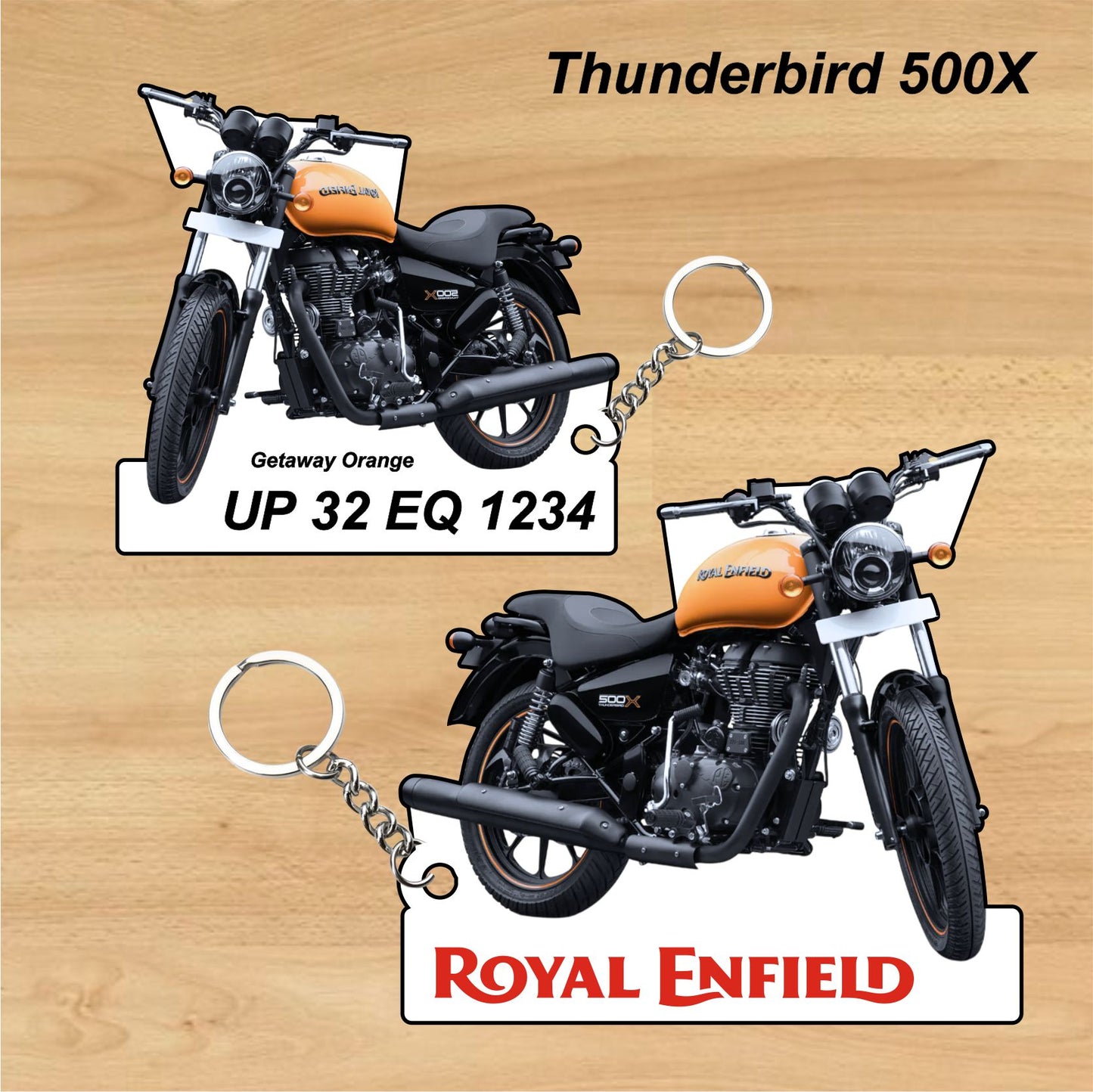 Thunderbird 500X - Personalized Royal Enfield Keychain - Wood, Acrylic, Metal Printed