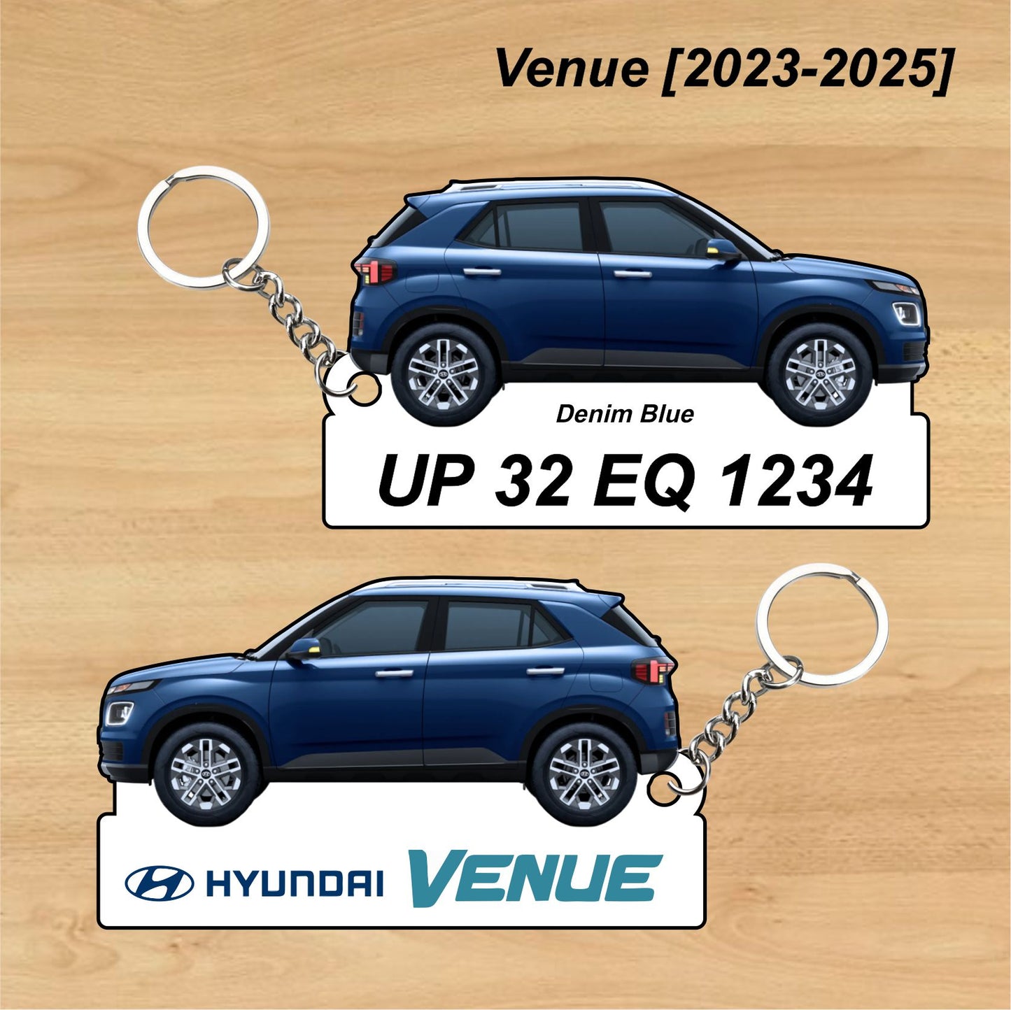 Venue [2023-2025] - Personalized Hyundai Car Keychain - Wood, Acrylic, Metal Printed