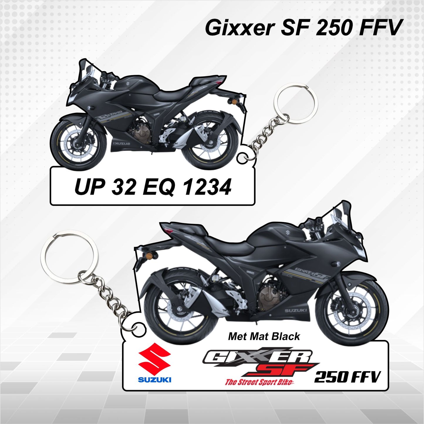 Gixxer SF 250 FFV - Personalized Suzuki Keychain - Wood, Acrylic, Metal Printed