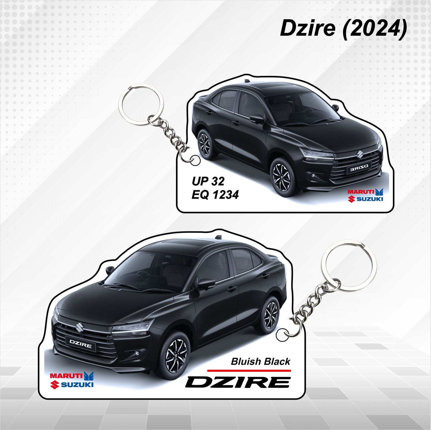 Dzire (2024) - Personalized  Maruti Suzuki Keychain - Wood, Acrylic, Metal Printed