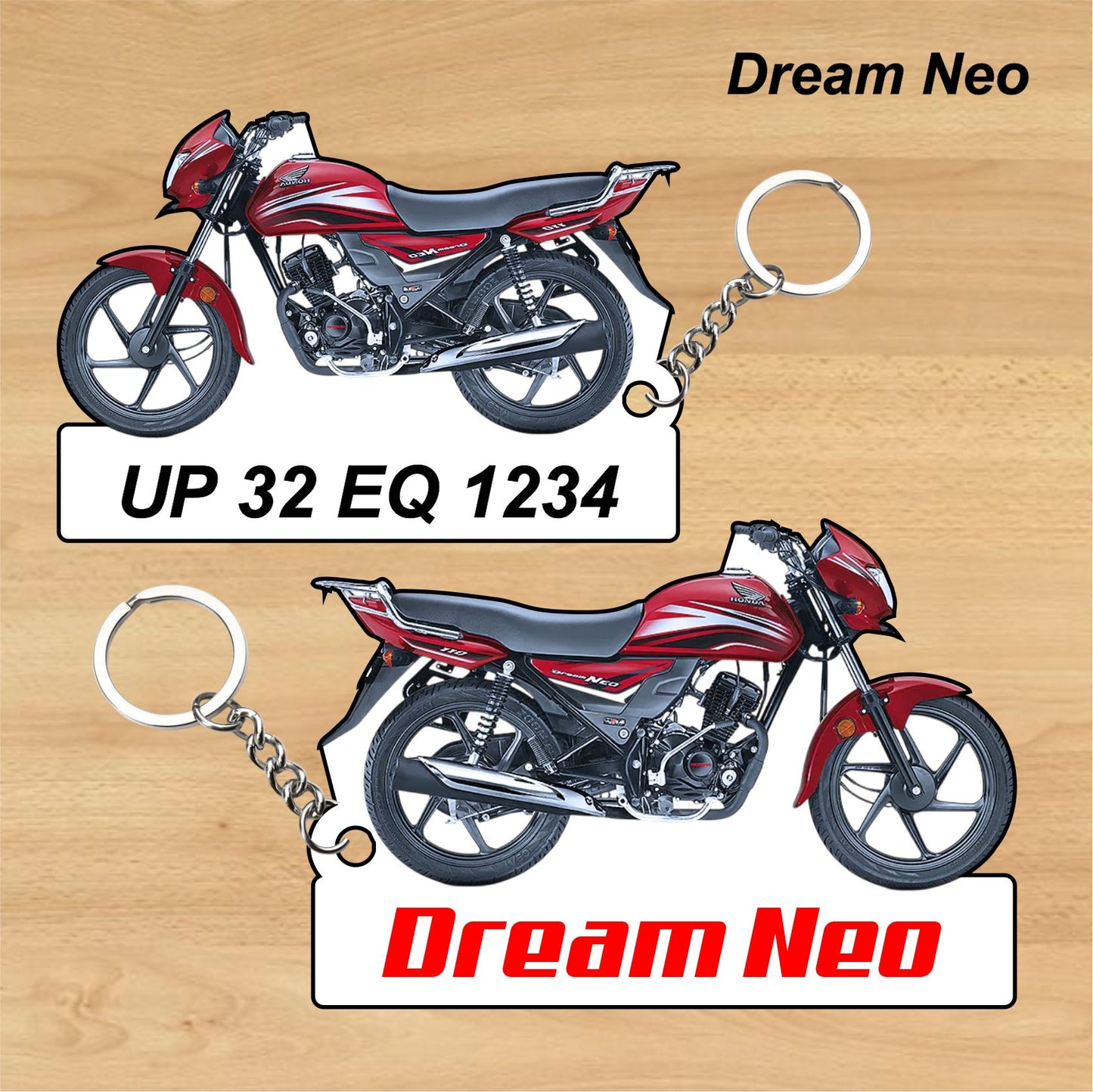 Dream Neo - Personalized Honda Keychain - Wood, Acrylic, Metal Printed
