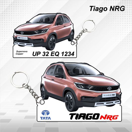 Tiago NRG - Personalized Tata Car Keychain - Wood, Acrylic, Metal Printed