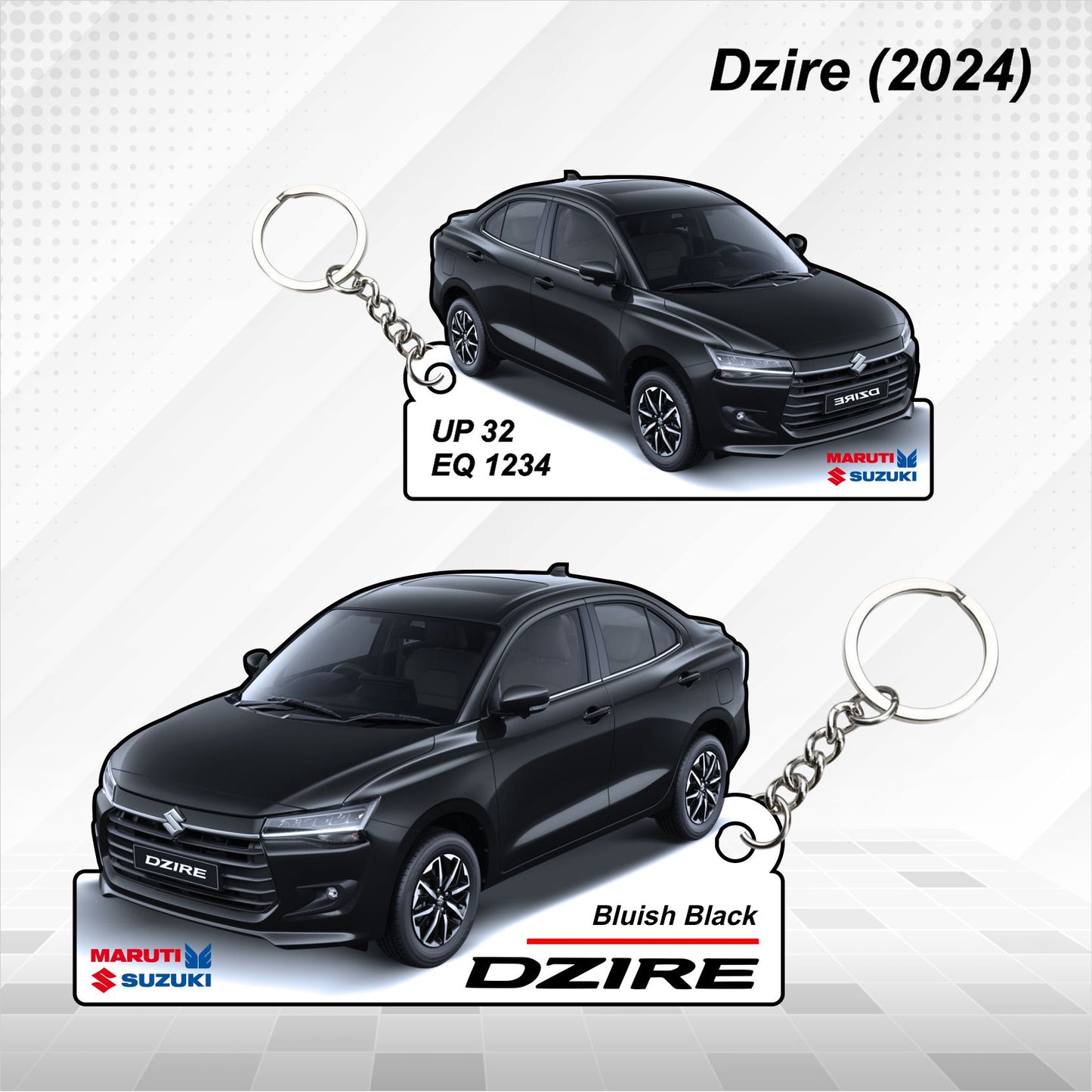 Dzire (2024) - Personalized  Maruti Suzuki Keychain - Wood, Acrylic, Metal Printed