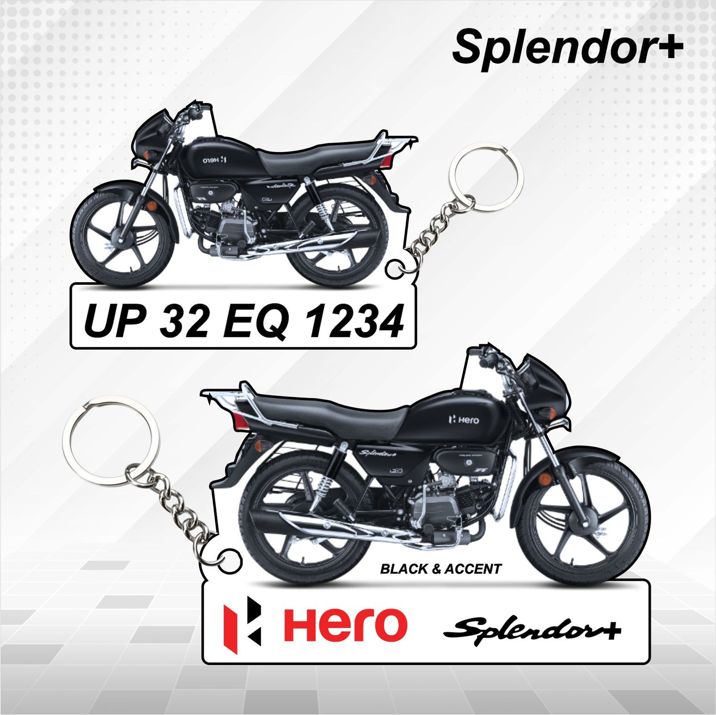 Hero Splendor+ - Personalized Hero Keychain - Wood, Acrylic, Metal Printed