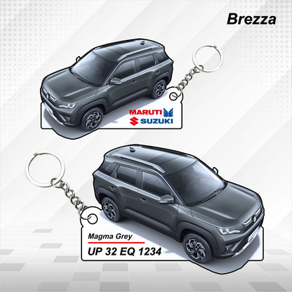 Brezza - Personalized  Maruti Suzuki Keychain - Wood, Acrylic, Metal Printed