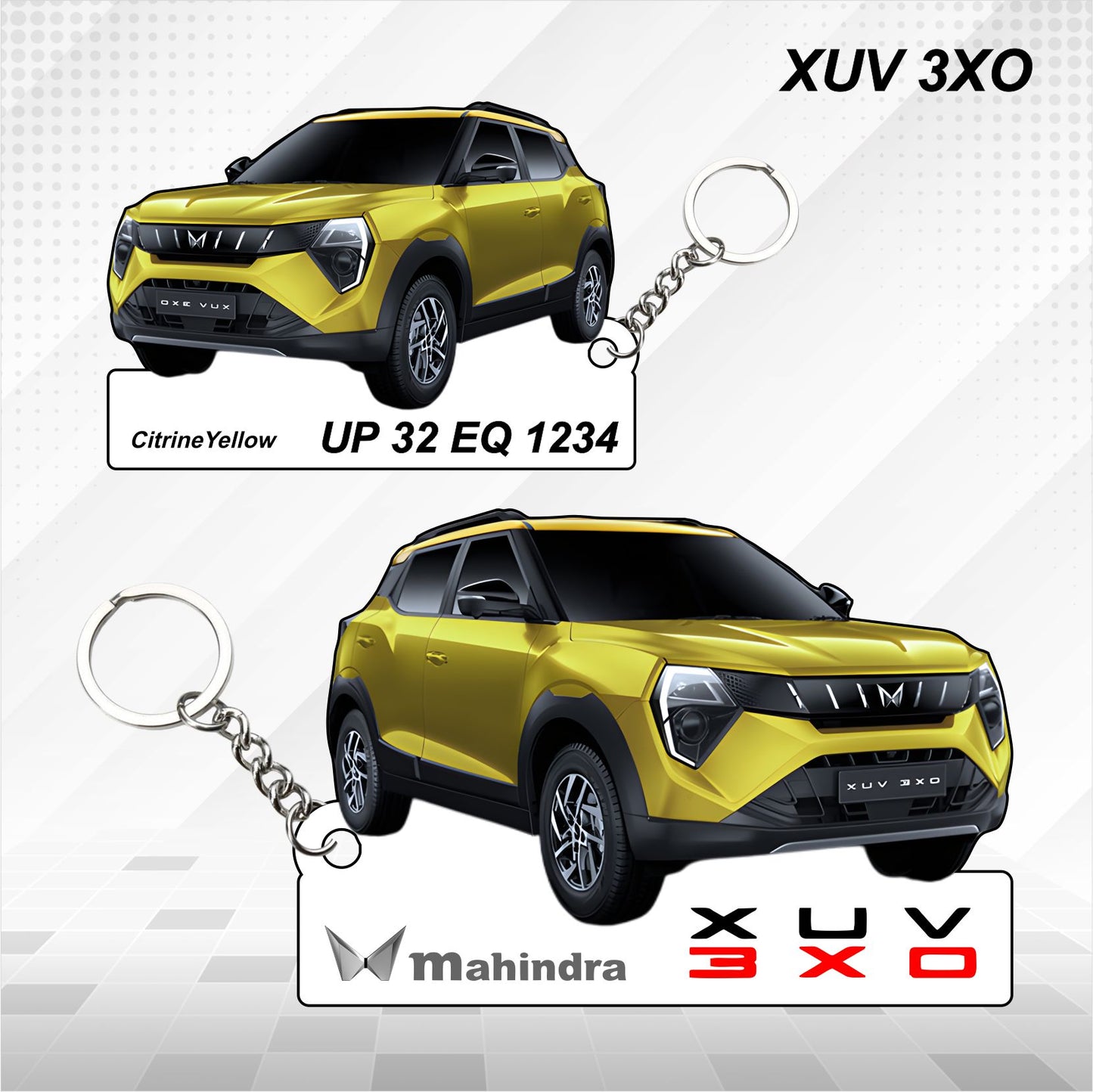 XUV 3XO - Personalized Mahindra Car Keychain - Wood, Acrylic, Metal Printed