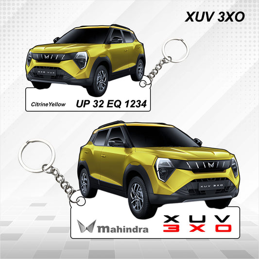 XUV 3XO - Personalized Mahindra Car Keychain - Wood, Acrylic, Metal Printed