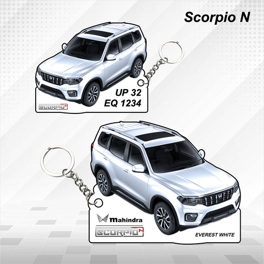 Scorpio N - Personalized Mahindra Car Keychain - Wood, Acrylic, Metal Printed