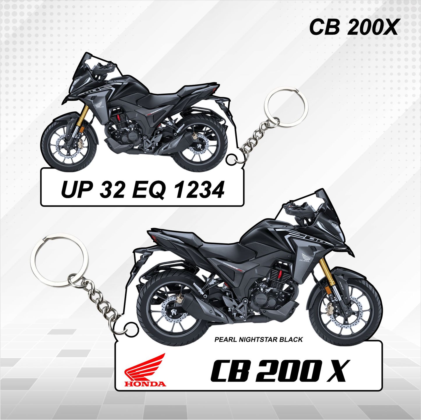 CB 200X - Personalized Honda Keychain - Wood, Acrylic, Metal Printed