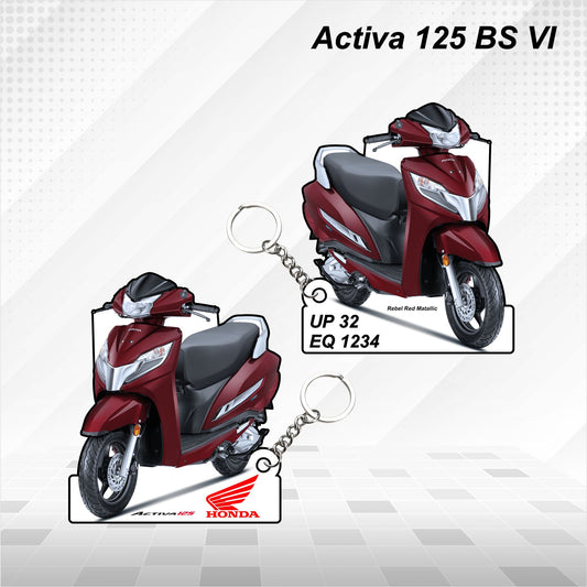 Activa 125 BS VI - Personalized Honda Keychain - Wood, Acrylic, Metal Printed