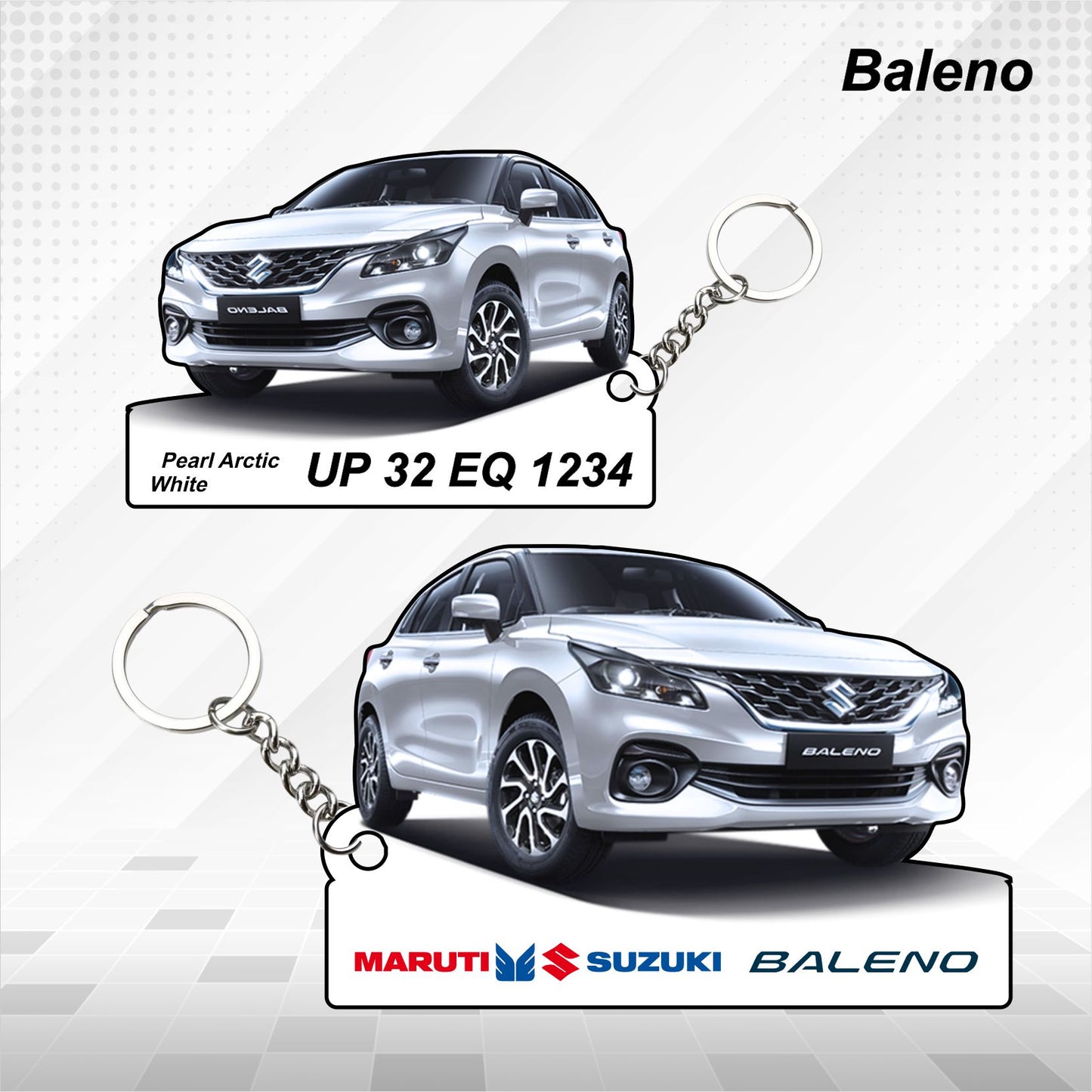 Baleno - Personalized  Maruti Suzuki Nexa Keychain - Wood, Acrylic, Metal Printed