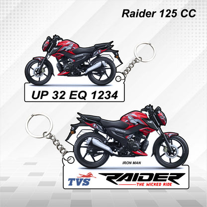 Raider 125 CC - Personalized TVS Keychain - Wood, Acrylic, Metal Printed