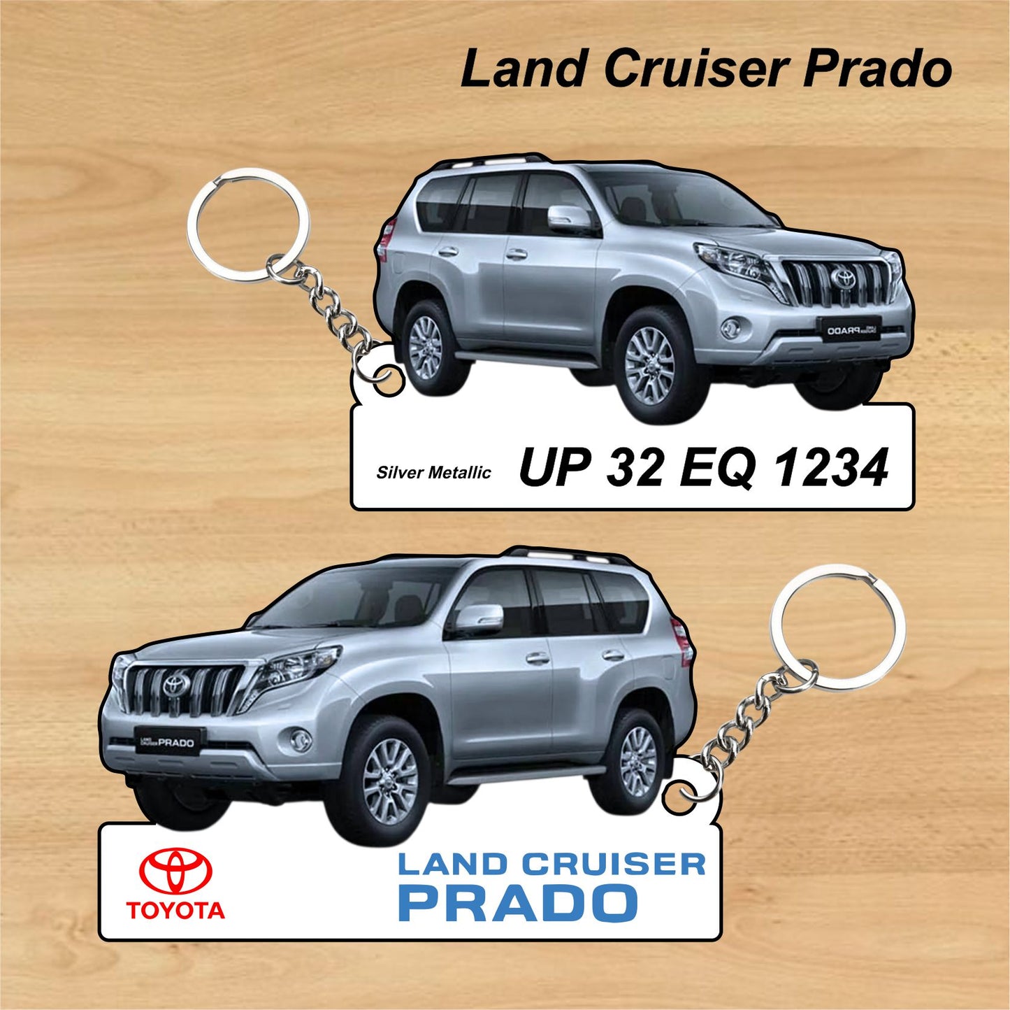 Land Cruiser Prado - Personalized Toyota Keychain - Wood, Acrylic, Metal Printed