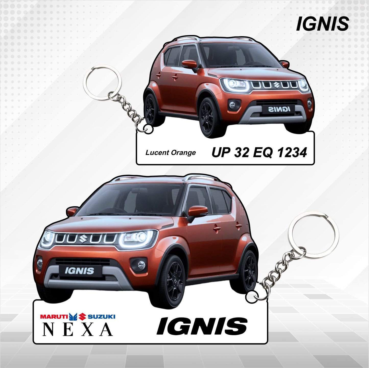 IGNIS - Personalized  Maruti Suzuki Nexa Keychain - Wood, Acrylic, Metal Printed