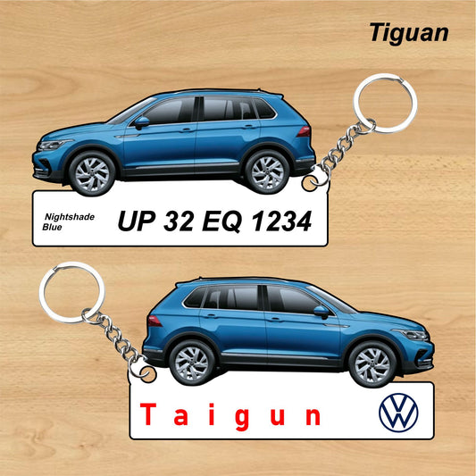 Taigun (Old) - Personalized Volkswagen Car Keychain - Wood, Acrylic, Metal Printed