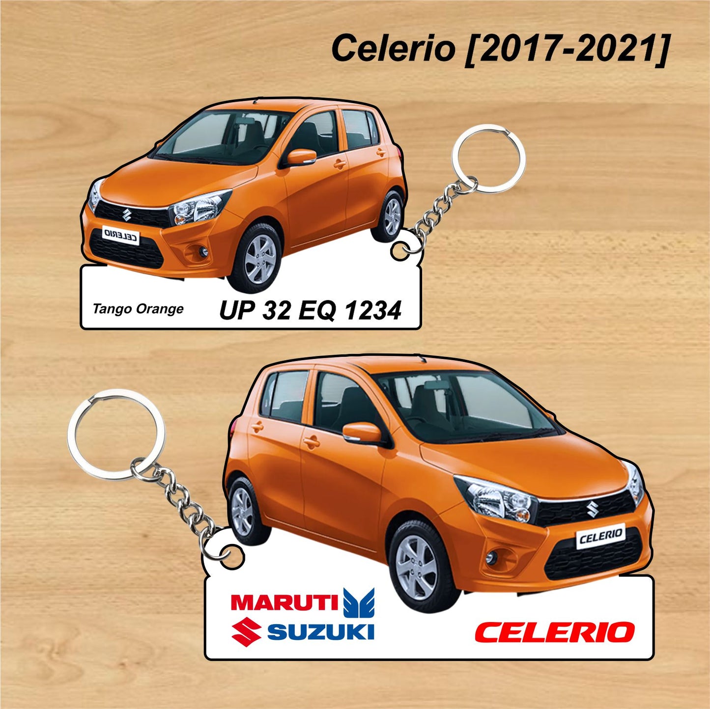 Celerio [2017-2021] - Personalized  Maruti Suzuki Keychain - Wood, Acrylic, Metal Printed