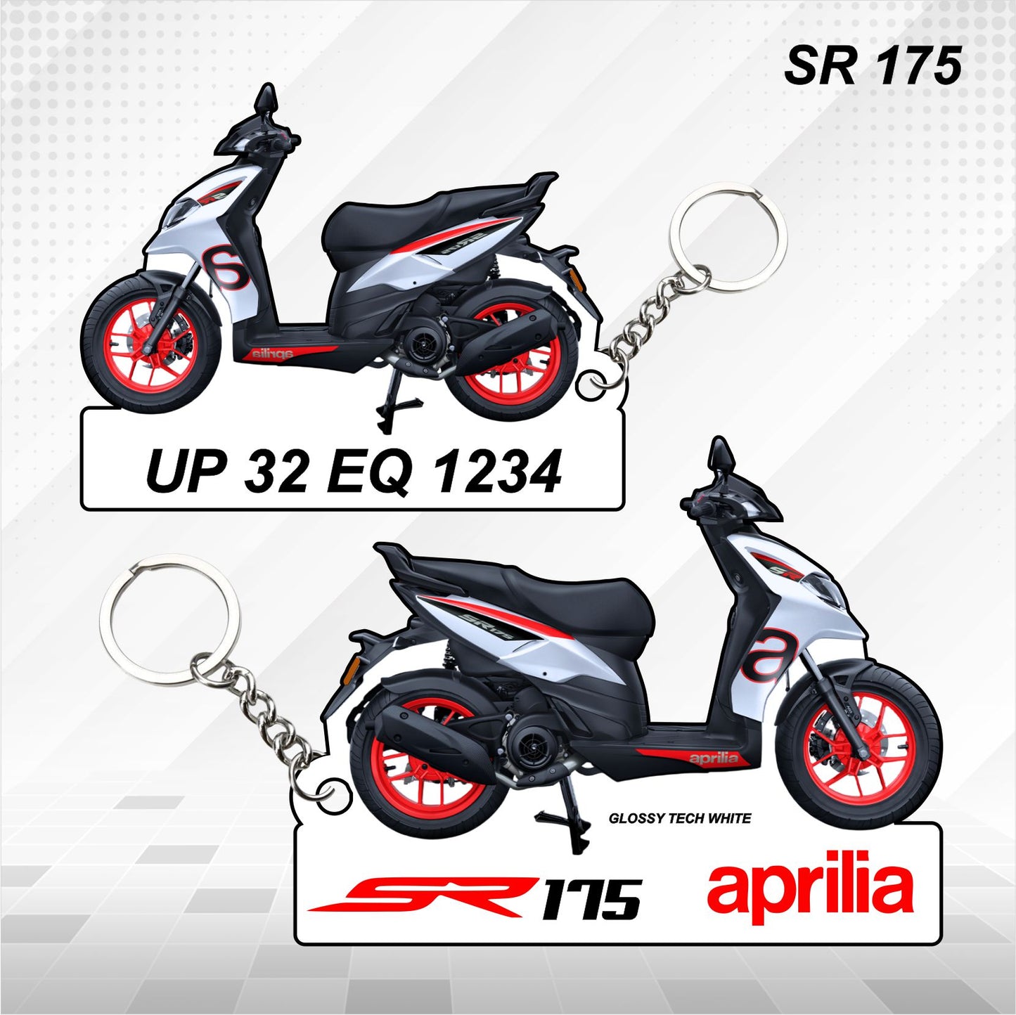 SR 175 - Personalized Aprilia Keychain - Wood, Acrylic, Metal Printed, Lanyard
