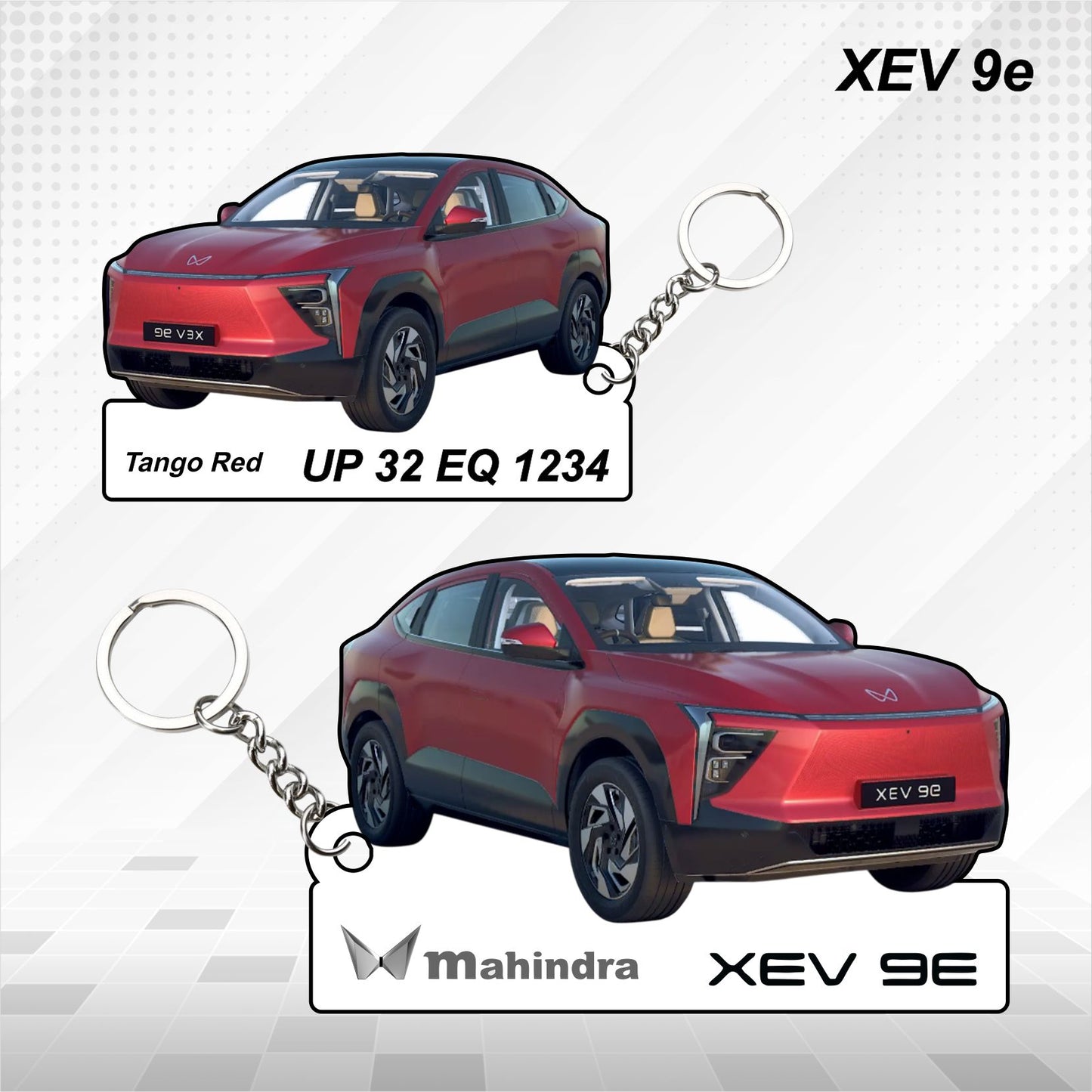 XEV 9e - Personalized Mahindra Car Keychain - Wood, Acrylic, Metal Printed