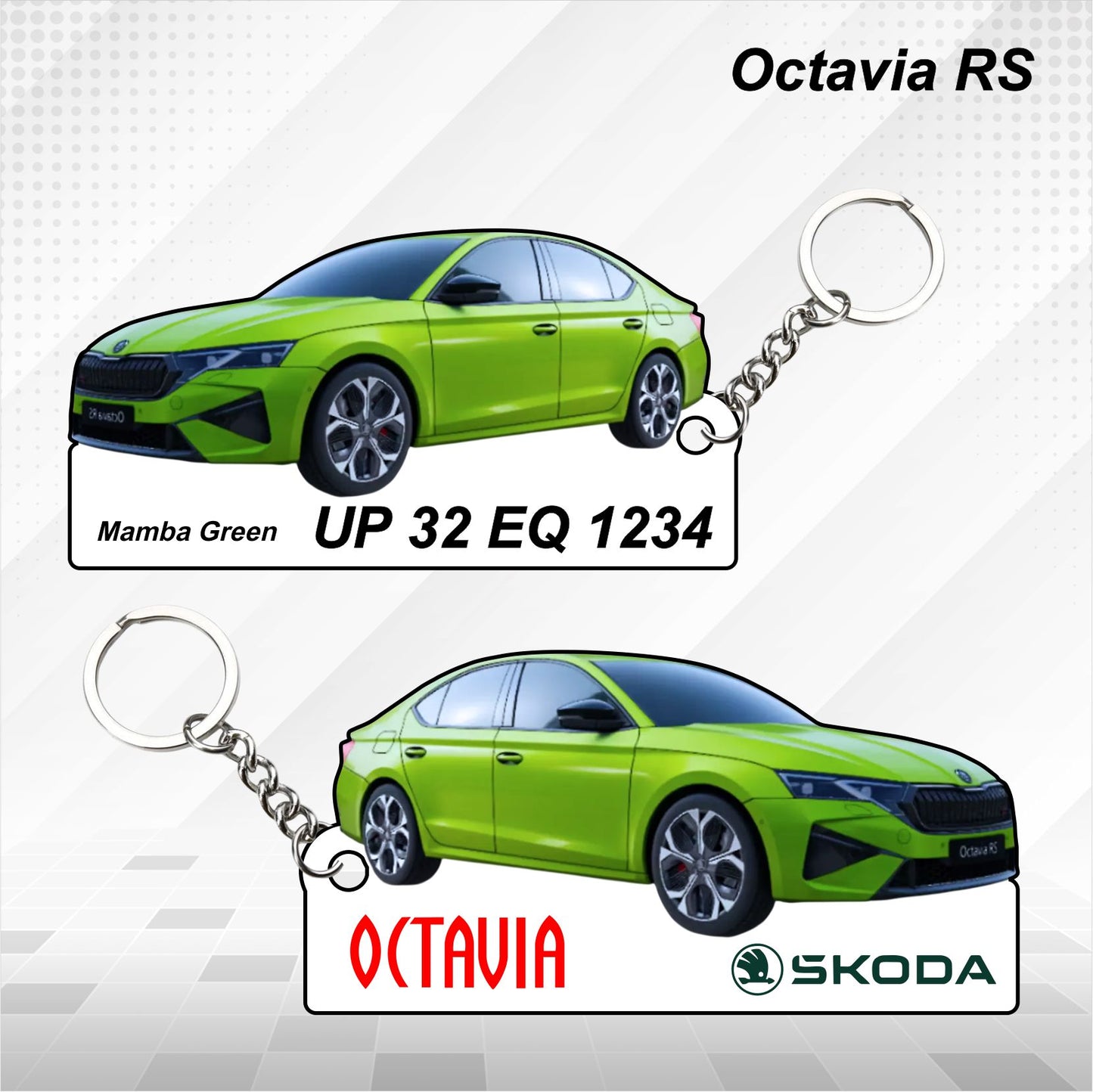 Octavia RS - Personalized Skoda Car Keychain - Wood, Acrylic, Metal Printed