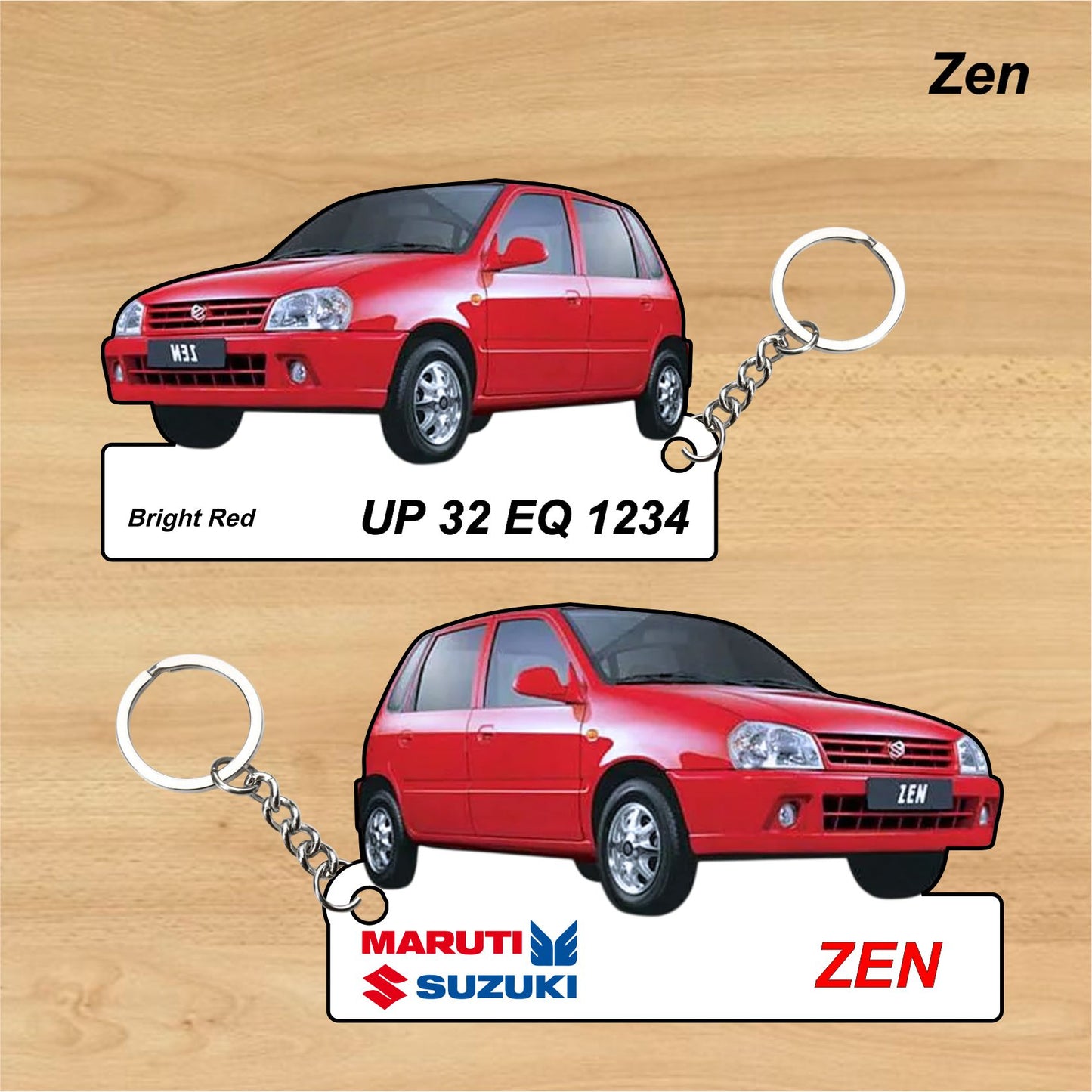 Zen (2003-2006) - Personalized  Maruti Suzuki Keychain - Wood, Acrylic, Metal Printed