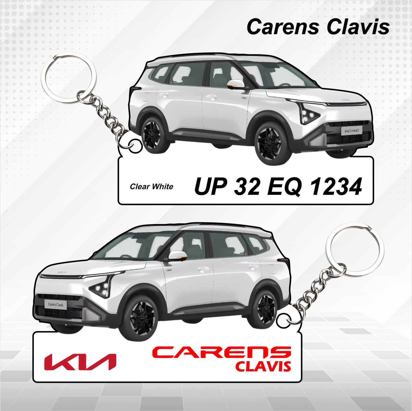 Carens Clavis - Personalized Kia Car Keychain - Wood, Acrylic, Metal Printed