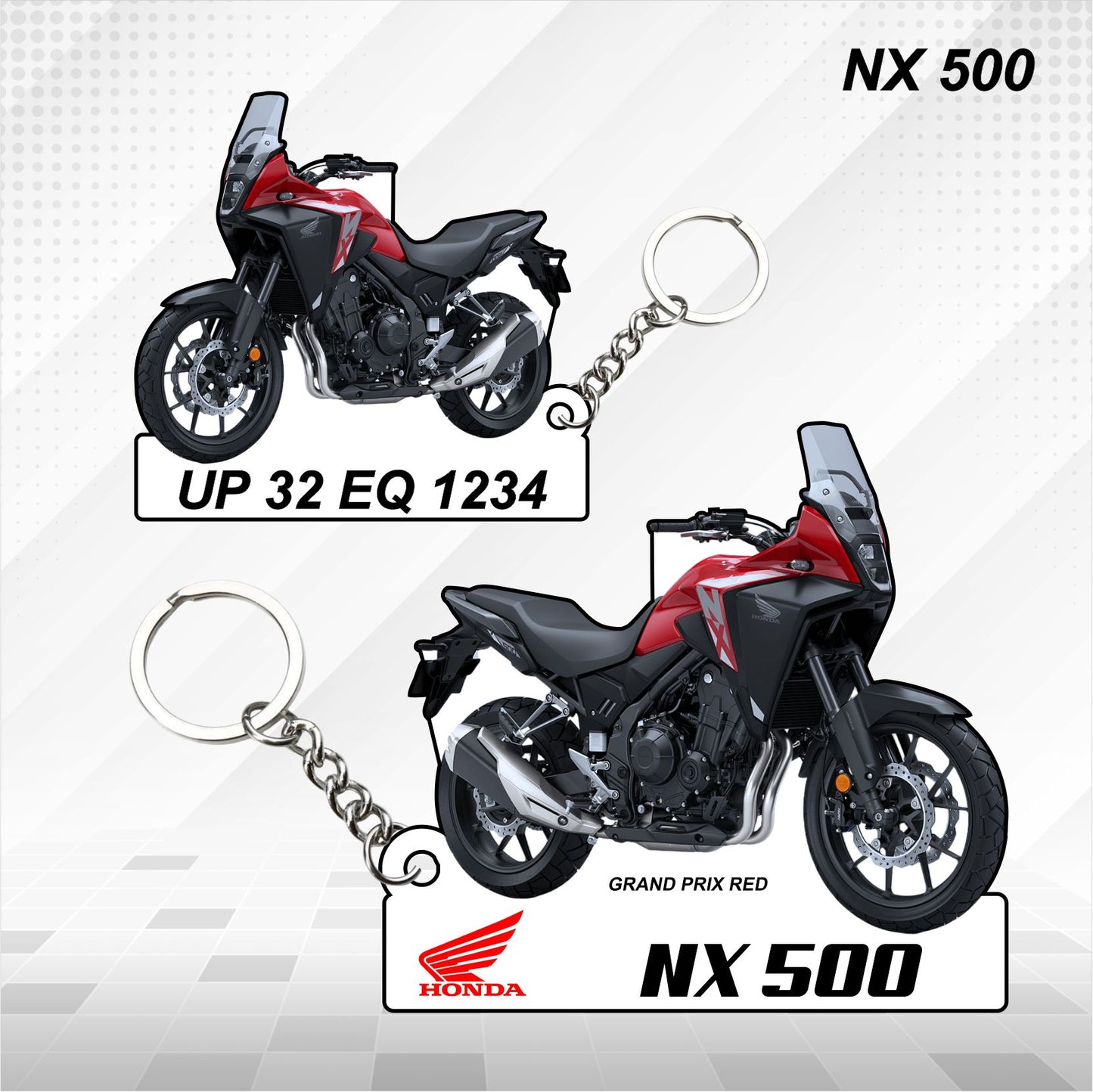 NX 500 - Personalized Honda Keychain - Wood, Acrylic, Metal Printed