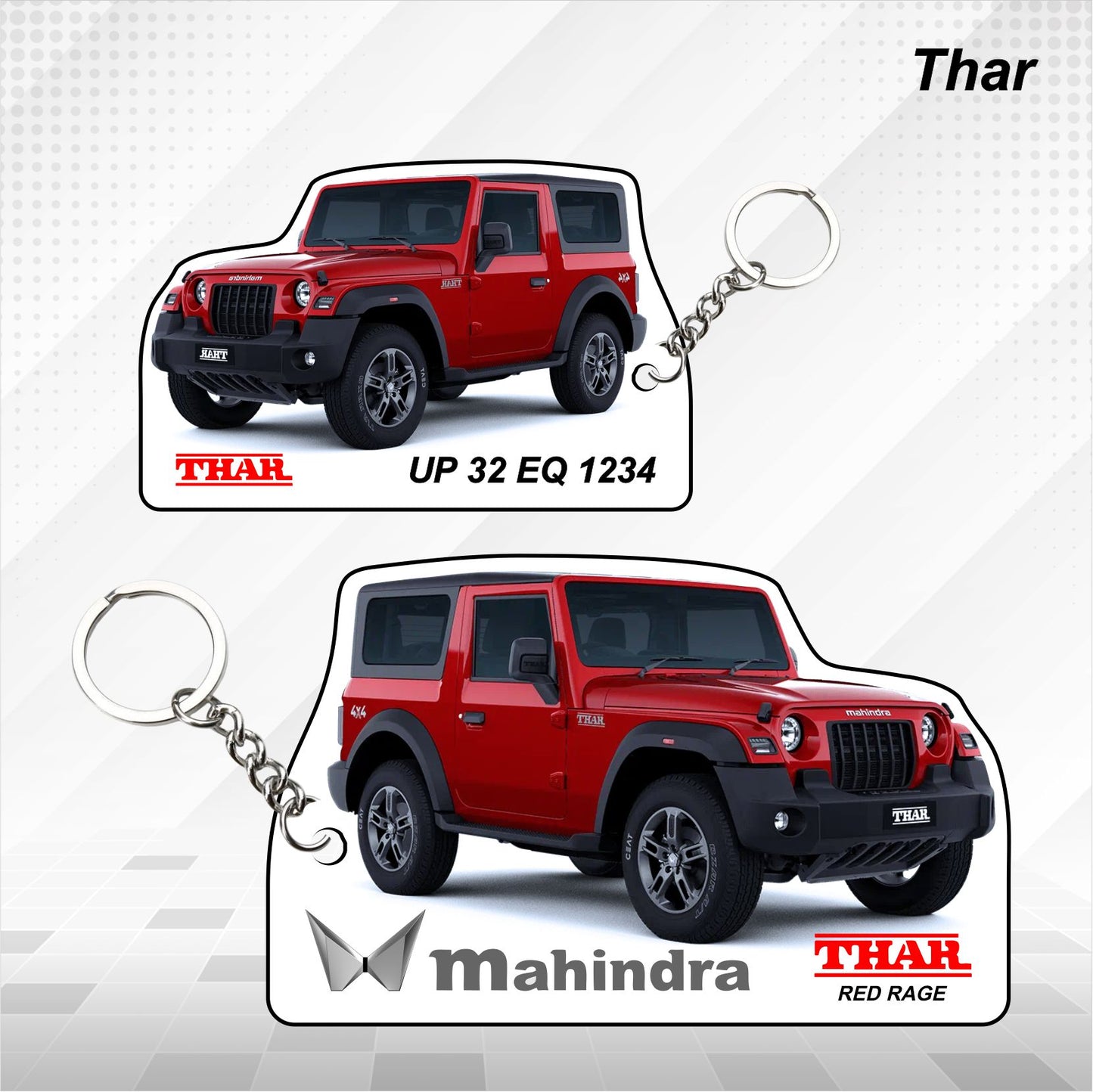 Thar [2020-2025] - Personalized Mahindra Car Keychain - Wood, Acrylic, Metal Printed