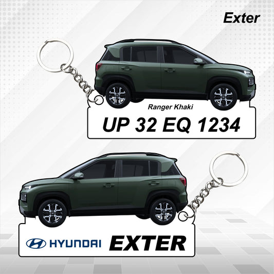 Exter- Personalized Hyundai Car Keychain - Wood, Acrylic, Metal Printed
