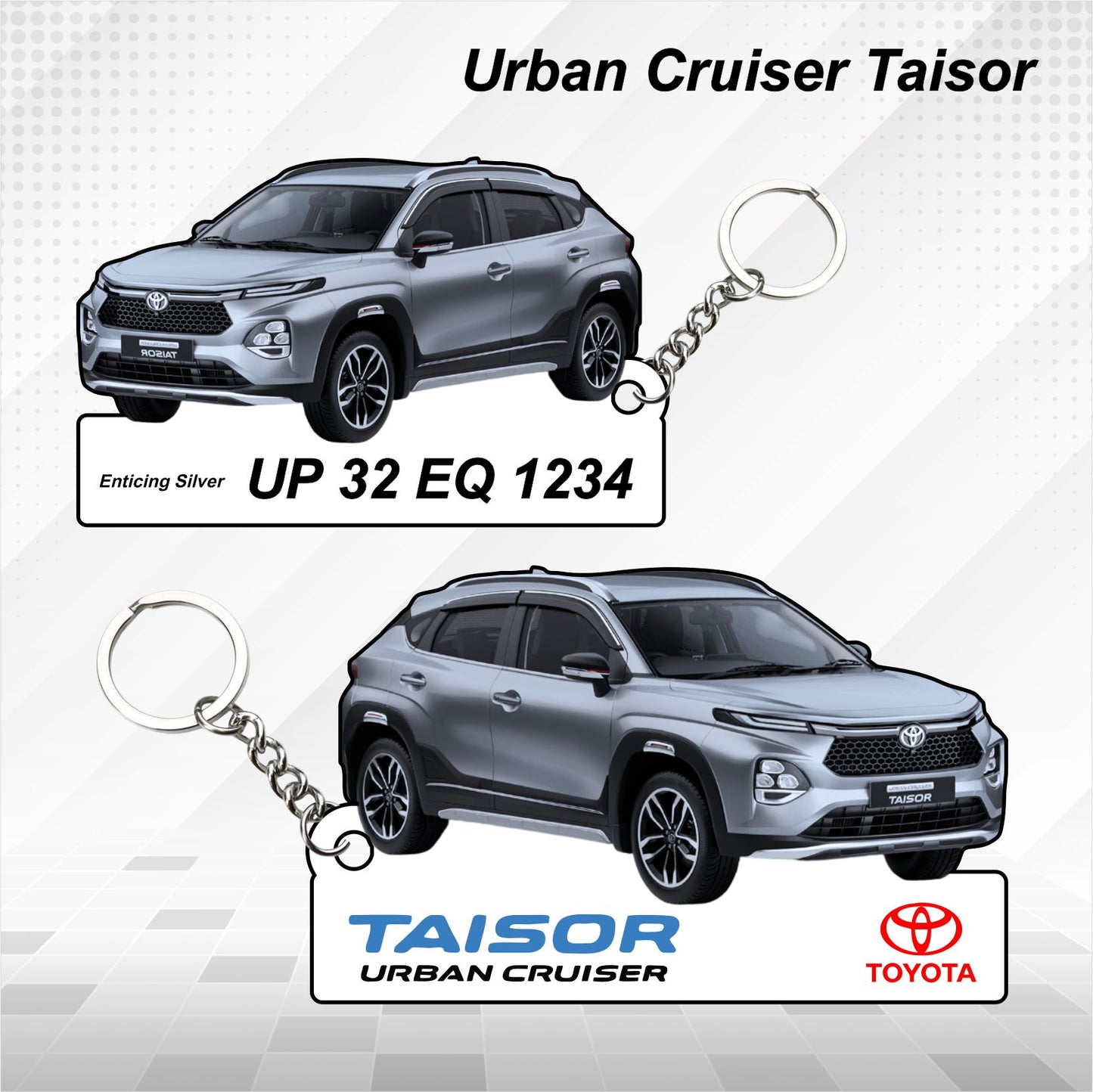 Taisor (Urban Cruiser) - Personalized Toyota Keychain - Wood, Acrylic, Metal Printed