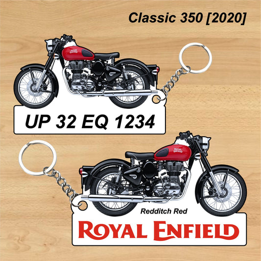 Classic 350 [2020] - Personalized Royal Enfield Keychain - Wood, Acrylic, Metal Printed