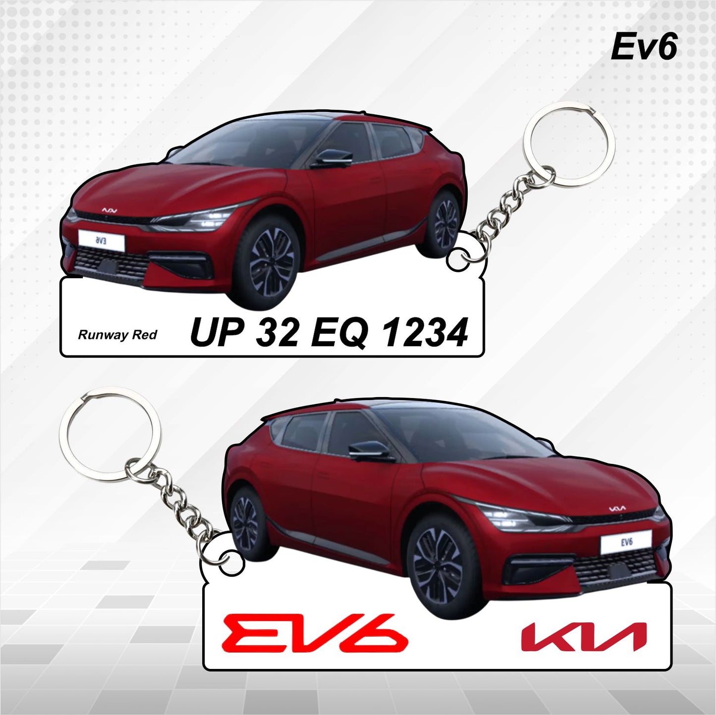 EV6 [2022-2025] - Personalized Kia Car Keychain - Wood, Acrylic, Metal Printed