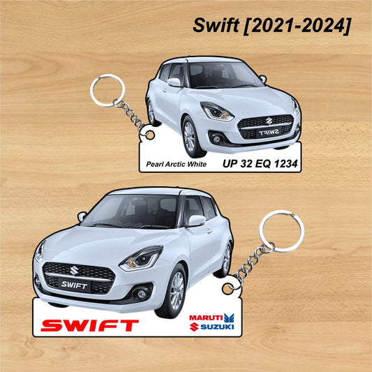 Swift [2021-2024] - Personalized  Maruti Suzuki Keychain - Wood, Acrylic, Metal Printed
